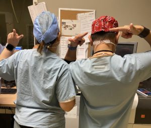 X-Ray technicians wearing ear savers